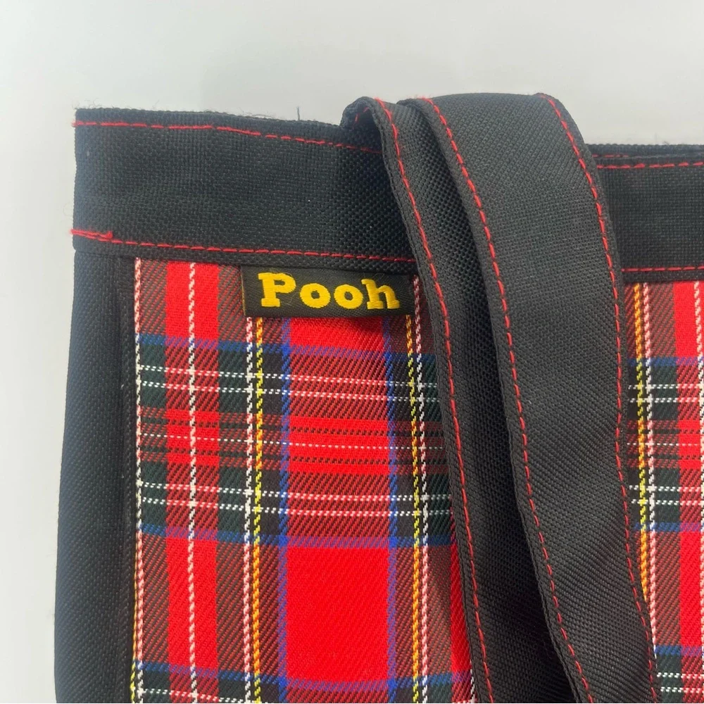 Vintage Disney Winnie The Pooh Embroidered Plaid Tote Bag